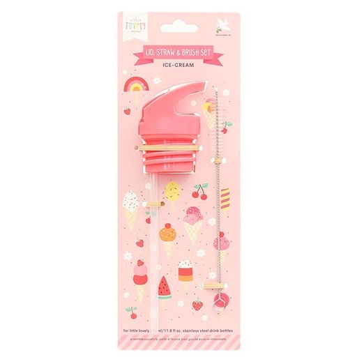 A Little Lovely Company lid straw and brush set Ice-cream