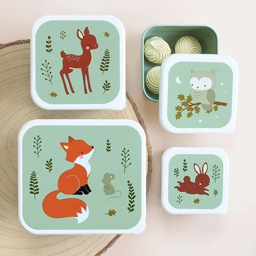 A Little Lovely Company lunch & snack box set Forest friends sage