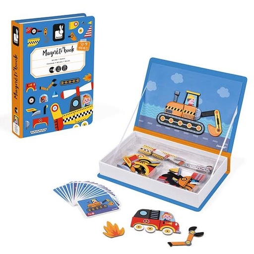 Janod Magnetic Book Racers Vehicles 68pcs 3-8yrs