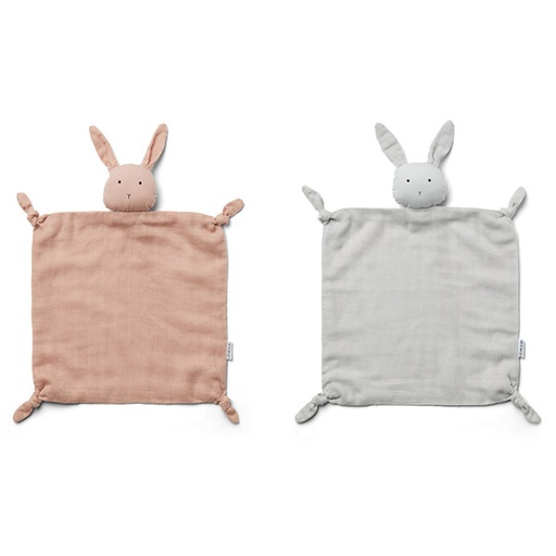 Liewood Agnete cuddle cloth Rabbit rose/dumbo grey 2pack