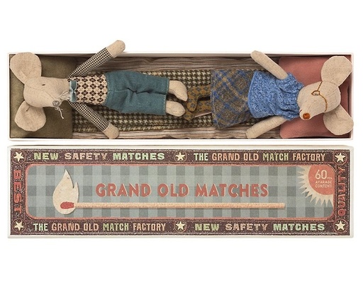 Maileg grandma and grandpa mice in matchbox