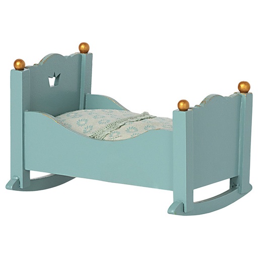 Maileg wooden cradle Baby Mouse Blue