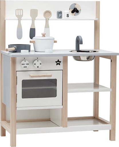 Wooden play kitchen natural-white Kids Concept