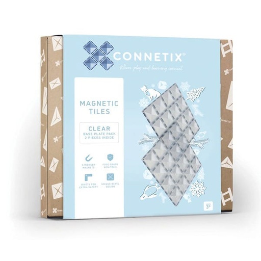 Connetix Tiles 2 Piece Clear Base Plate Pack magnetic blocks