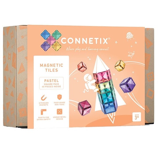 Connetix Tiles 40 Piece Pastel Square Pack magnetic blocks