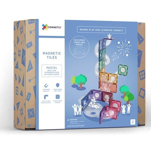Connetix Tiles 80 Piece Pastel Ball Run Expension Pack magnetic blocks